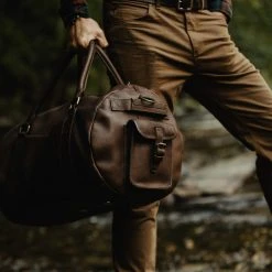 Buffalo Jackson Trading Co. Denver Leather Travel Duffle Bag | Dark Briar