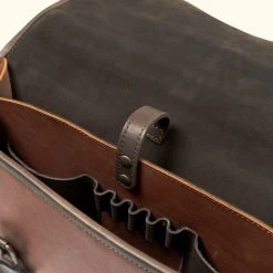 Buffalo Jackson Trading Co. Denver Leather Belted Briefcase | Autumn Brown & Dark Briar Leather Briefcases