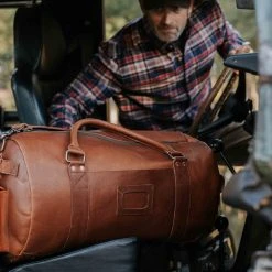 Buffalo Jackson Trading Co. Denver Leather Travel Duffle Bag | Autumn Brown Leather Duffle Bags