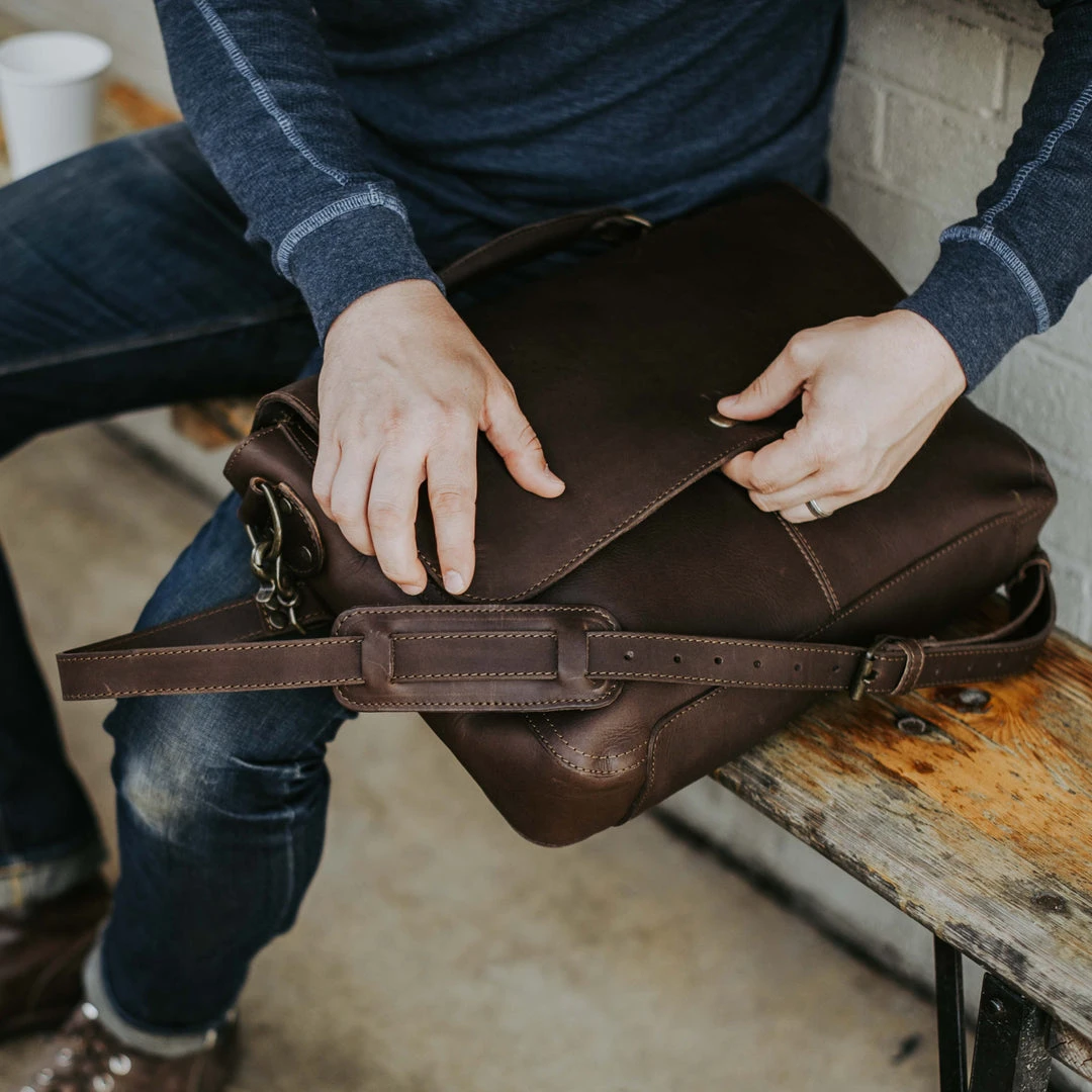 Buffalo Jackson Trading Co. Best Sellers Denver Leather Laptop Messenger Bag | Dark Briar Buffalo Jackson Trading Co. Best Sellers Denver Leather Laptop Messenger Bag | Dark Briar