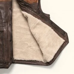Buffalo Jackson Trading Co. Leather Jackets Jackson Leather Sherpa Vest | Tan & Brown