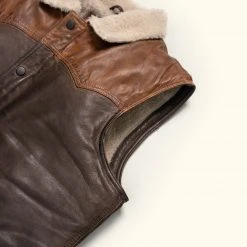 Buffalo Jackson Trading Co. Leather Jackets Jackson Leather Sherpa Vest | Tan & Brown