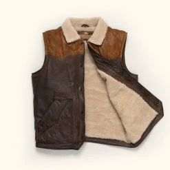 Buffalo Jackson Trading Co. Leather Jackets Jackson Leather Sherpa Vest | Tan & Brown