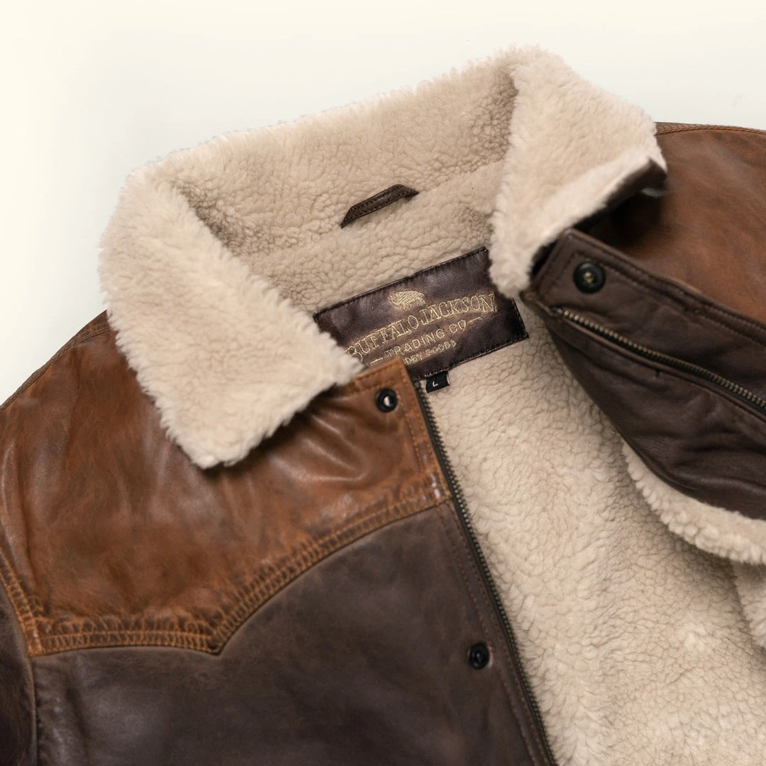 Buffalo Jackson Trading Co. Jackson Leather Sherpa Jacket | Tan & Brown Leather Jackets 10 Buffalo Jackson Trading Co. Jackson Leather Sherpa Jacket | Tan & Brown Leather Jackets