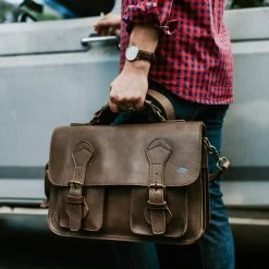 Buffalo Jackson Trading Co. Denver Leather Briefcase | Dark Briar