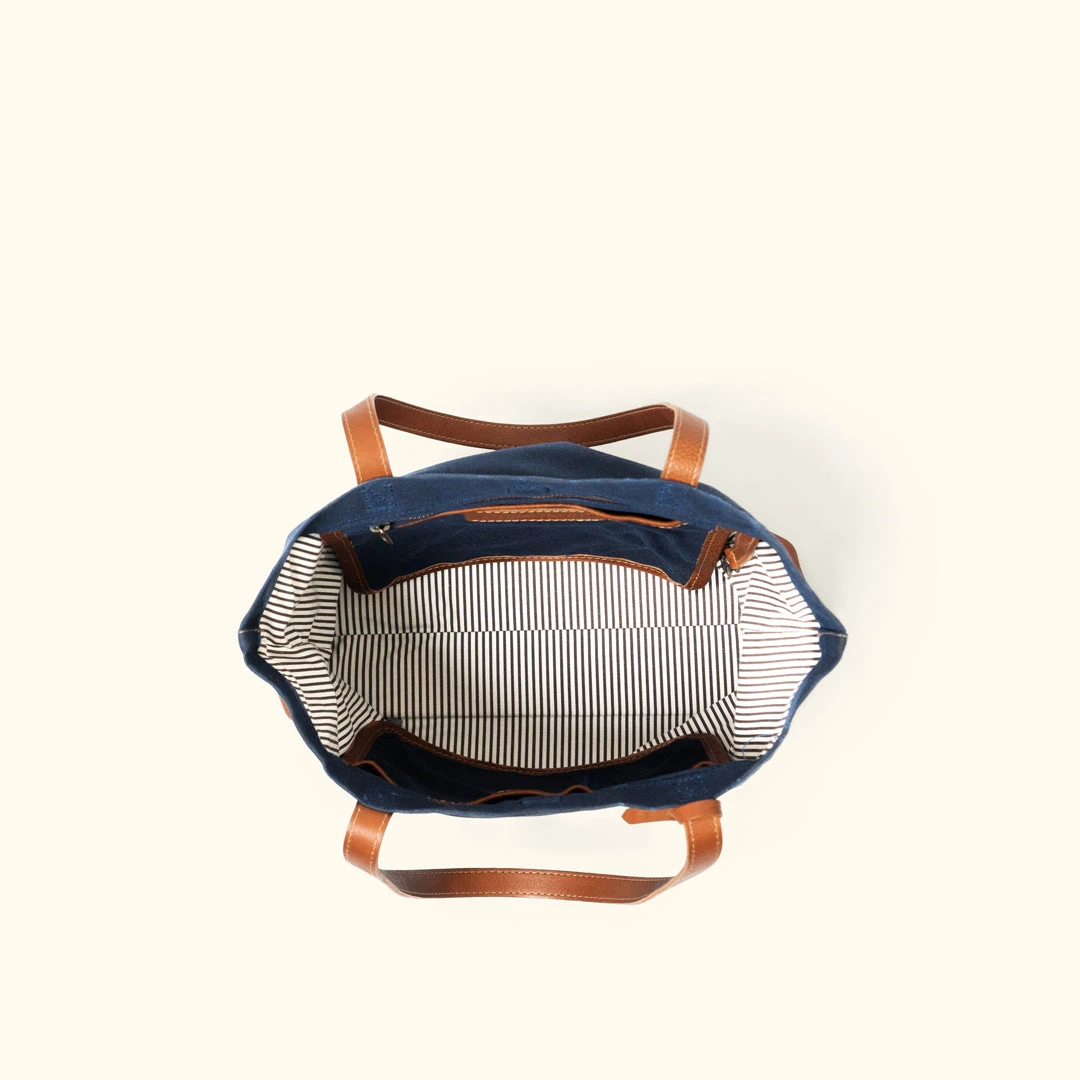 Buffalo Jackson Trading Co. Madison Waxed Canvas Tote Bag | Navy W/ Saddle Tan Leather 8 Buffalo Jackson Trading Co. Madison Waxed Canvas Tote Bag | Navy W/ Saddle Tan Leather