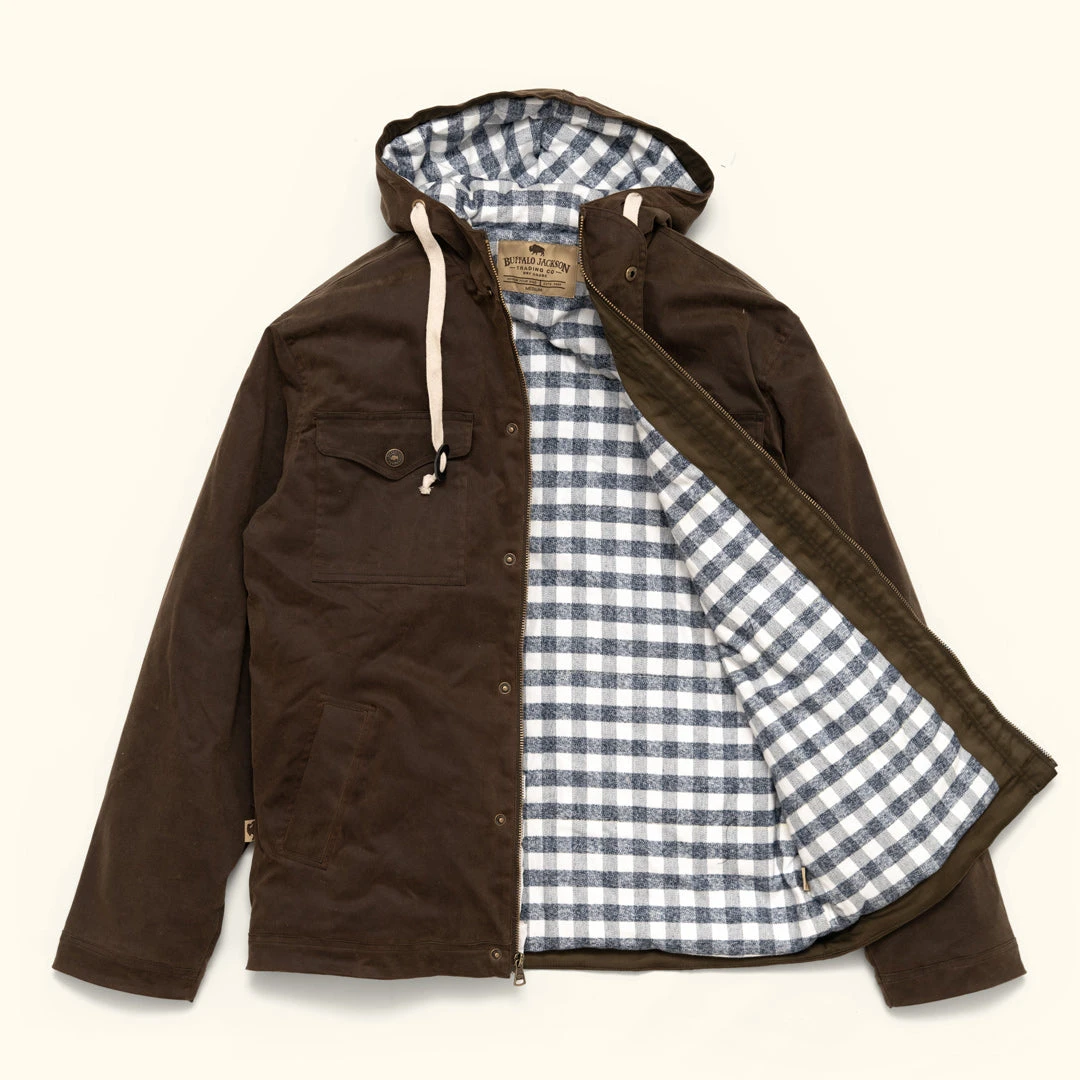 Buffalo Jackson Trading Co. Leather Marshall Hooded Jacket | Dark Khaki Buffalo Jackson Trading Co. Leather Marshall Hooded Jacket | Dark Khaki