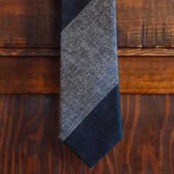 Buffalo Jackson Trading Co. Heathered Stripe Cotton Necktie | Charcoal