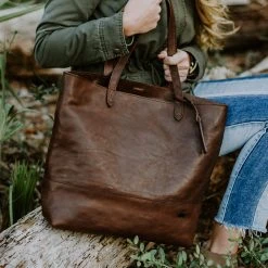 Buffalo Jackson Trading Co. Madison Leather Tote Bag | Dark Hazelnut Leather Totes