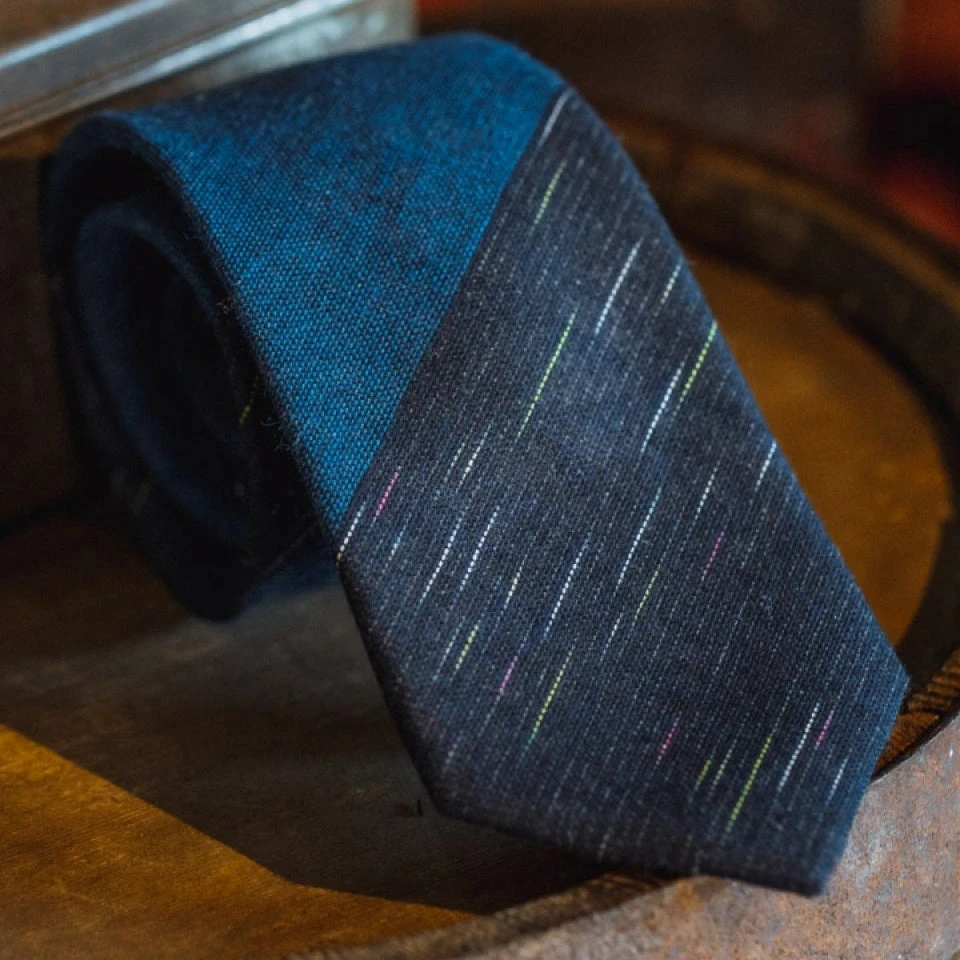 Buffalo Jackson Trading Co. Vintage Stripe Cotton Necktie | Blue 4 Buffalo Jackson Trading Co. Vintage Stripe Cotton Necktie | Blue