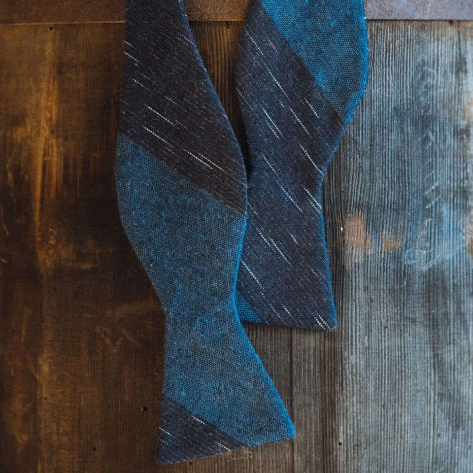 Buffalo Jackson Trading Co. Apparel Vintage Stripe Cotton Bow Tie | Blue 3 Buffalo Jackson Trading Co. Apparel Vintage Stripe Cotton Bow Tie | Blue