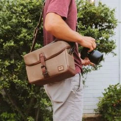 Buffalo Jackson Trading Co. Dakota Waxed Canvas Camera Bag | Field Khaki W/ Chestnut Brown Leather Outlet