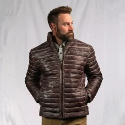 Buffalo Jackson Trading Co. Leather Jackets Bridger Leather Down Jacket | Dark Brown 18 Buffalo Jackson Trading Co. Leather Jackets Bridger Leather Down Jacket | Dark Brown