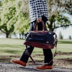 Buffalo Jackson Trading Co. Dakota Waxed Canvas Weekend Bag | Navy Charcoal W/ Chestnut Brown Leather Leather Duffle Bags 22 Buffalo Jackson Trading Co. Dakota Waxed Canvas Weekend Bag | Navy Charcoal W/ Chestnut Brown Leather Leather Duffle Bags