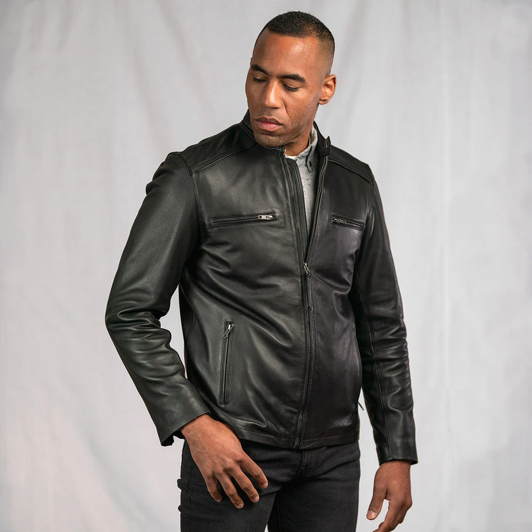 Buffalo Jackson Trading Co. Leather Jackets Thompson Leather Moto Jacket | Black 4 Buffalo Jackson Trading Co. Leather Jackets Thompson Leather Moto Jacket | Black