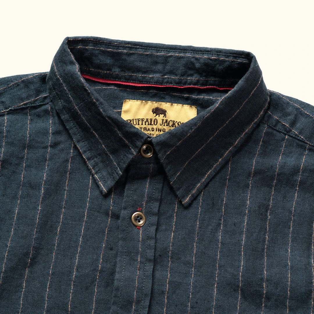 Buffalo Jackson Trading Co. Miller Striped Short Sleeve Shirt | Navy Apparel Buffalo Jackson Trading Co. Miller Striped Short Sleeve Shirt | Navy Apparel
