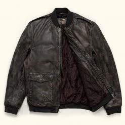 Buffalo Jackson Trading Co. Rebel Bomber Leather Jacket | Distressed Black