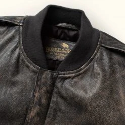 Buffalo Jackson Trading Co. Rebel Bomber Leather Jacket | Distressed Black