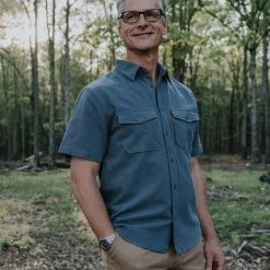 Buffalo Jackson Trading Co. Linen Short Sleeve Shirt | Blue 5 Buffalo Jackson Trading Co. Linen Short Sleeve Shirt | Blue