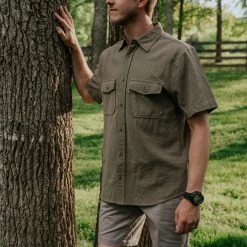 Buffalo Jackson Trading Co. Linen Short Sleeve Shirt | Olive Apparel 5 Buffalo Jackson Trading Co. Linen Short Sleeve Shirt | Olive Apparel