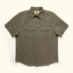 Buffalo Jackson Trading Co. Linen Short Sleeve Shirt | Olive Apparel