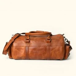 Buffalo Jackson Trading Co. New Roosevelt Buffalo Leather Duffle Bag | Amber Brown