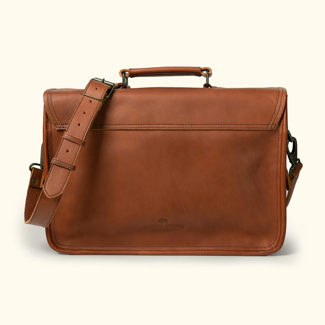 Buffalo Jackson Trading Co. Leather Briefcases Roosevelt Buffalo Leather Briefcase Bag | Autumn Brown Buffalo Jackson Trading Co. Leather Briefcases Roosevelt Buffalo Leather Briefcase Bag | Autumn Brown