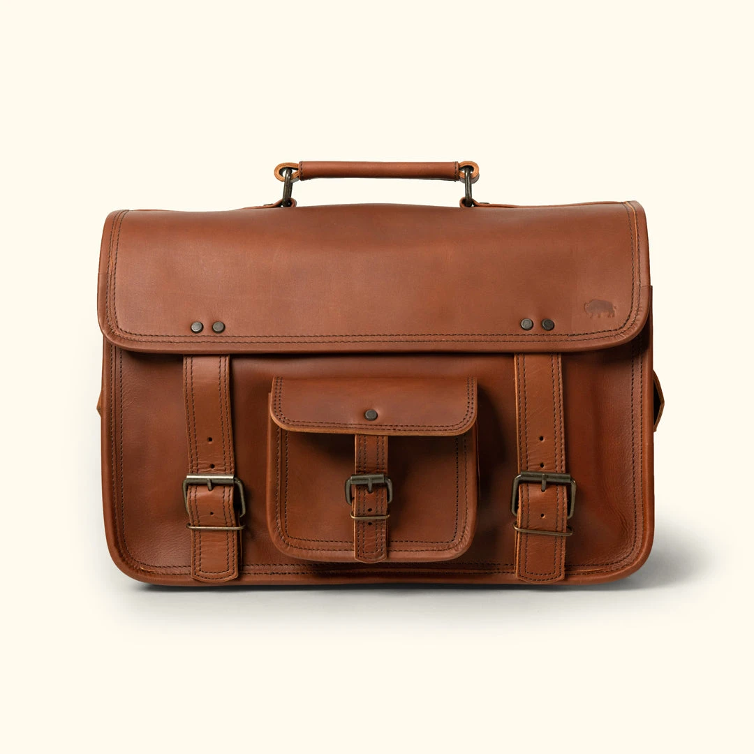 Buffalo Jackson Trading Co. Leather Briefcases Roosevelt Buffalo Leather Briefcase Bag | Autumn Brown Buffalo Jackson Trading Co. Leather Briefcases Roosevelt Buffalo Leather Briefcase Bag | Autumn Brown