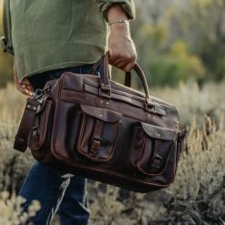 Buffalo Jackson Trading Co. Best Sellers Roosevelt Buffalo Leather Pilot Bag - Large | Dark Oak