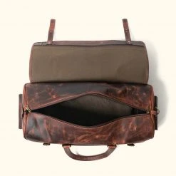 Buffalo Jackson Trading Co. Roosevelt Buffalo Leather Travel Duffle Bag | Dark Oak