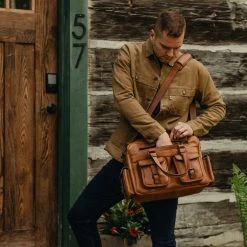 Buffalo Jackson Trading Co. Roosevelt Buffalo Leather Pilot Bag | Amber Brown 7 Buffalo Jackson Trading Co. Roosevelt Buffalo Leather Pilot Bag | Amber Brown