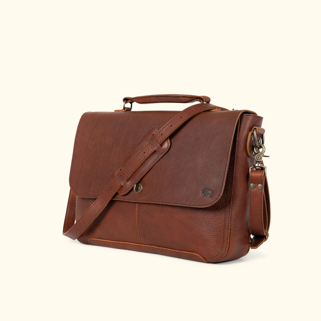 Buffalo Jackson Trading Co. Leather Messenger Bags Ryder Reserve Bison Leather Laptop Messenger Bag | Brown Buffalo Jackson Trading Co. Leather Messenger Bags Ryder Reserve Bison Leather Laptop Messenger Bag | Brown