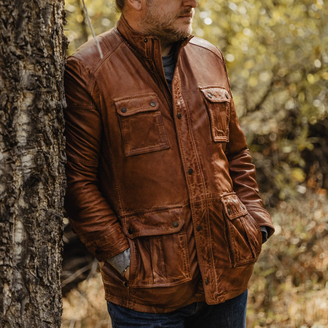 Buffalo Jackson Trading Co. Leather Jackets Theodore Field Leather Jacket | Light Brown Buffalo Jackson Trading Co. Leather Jackets Theodore Field Leather Jacket | Light Brown