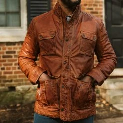 Buffalo Jackson Trading Co. Leather Jackets Theodore Field Leather Jacket | Light Brown 9 Buffalo Jackson Trading Co. Leather Jackets Theodore Field Leather Jacket | Light Brown