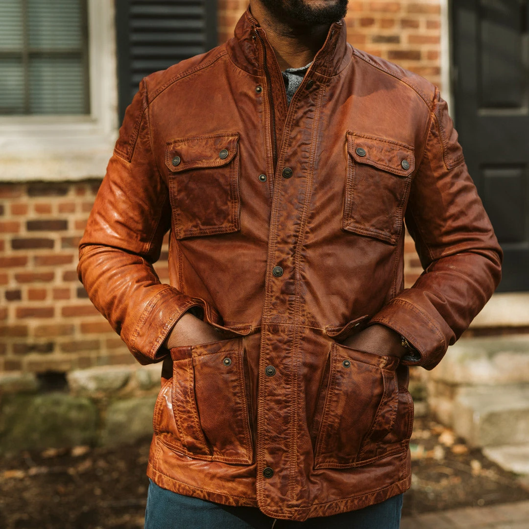Buffalo Jackson Trading Co. Leather Jackets Theodore Field Leather Jacket | Light Brown Buffalo Jackson Trading Co. Leather Jackets Theodore Field Leather Jacket | Light Brown