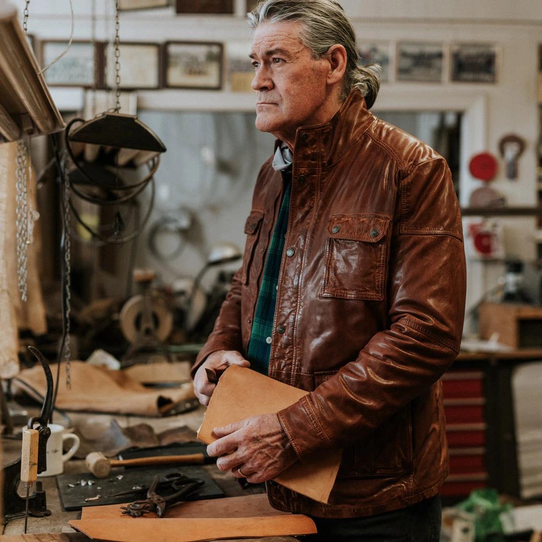 Buffalo Jackson Trading Co. Leather Jackets Theodore Field Leather Jacket | Light Brown Buffalo Jackson Trading Co. Leather Jackets Theodore Field Leather Jacket | Light Brown