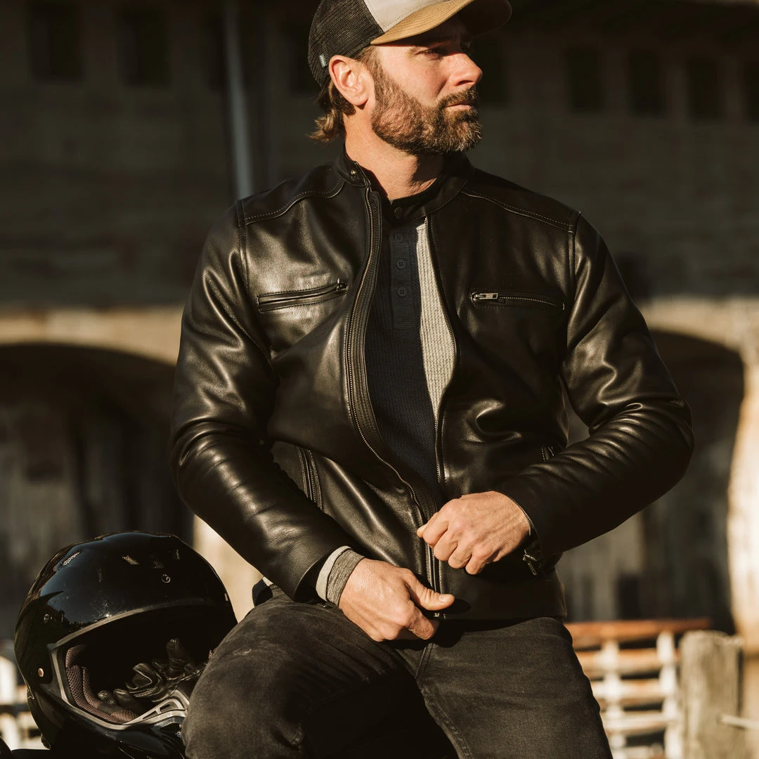 Buffalo Jackson Trading Co. Leather Jackets Thompson Leather Moto Jacket | Black 3 Buffalo Jackson Trading Co. Leather Jackets Thompson Leather Moto Jacket | Black