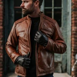 Buffalo Jackson Trading Co. Thompson Leather Moto Jacket | Whiskey Tan 11 Buffalo Jackson Trading Co. Thompson Leather Moto Jacket | Whiskey Tan