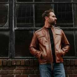 Buffalo Jackson Trading Co. Thompson Leather Moto Jacket | Whiskey Tan 16 Buffalo Jackson Trading Co. Thompson Leather Moto Jacket | Whiskey Tan