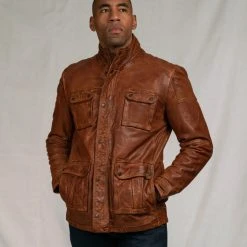 Buffalo Jackson Trading Co. Leather Jackets Theodore Field Leather Jacket | Light Brown 4 Buffalo Jackson Trading Co. Leather Jackets Theodore Field Leather Jacket | Light Brown