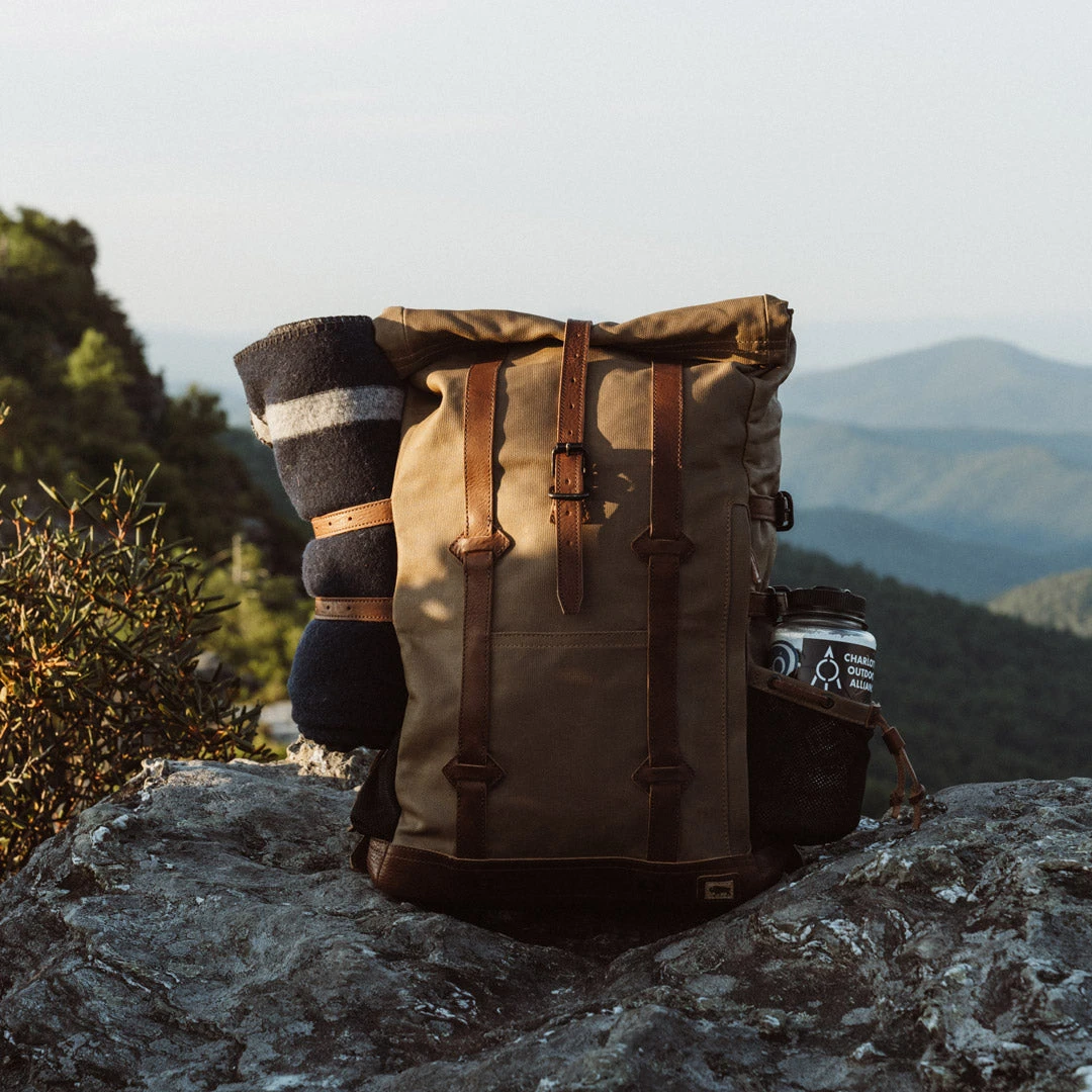 Buffalo Jackson Trading Co. Leather Travel Bags Waxed Canvas Rolltop Backpack | Dakota Collection | Field Khaki 14 Buffalo Jackson Trading Co. Leather Travel Bags Waxed Canvas Rolltop Backpack | Dakota Collection | Field Khaki