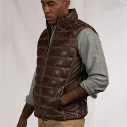 Buffalo Jackson Trading Co. Leather Jackets Bridger Leather Down Vest | Dark Brown 4 Buffalo Jackson Trading Co. Leather Jackets Bridger Leather Down Vest | Dark Brown