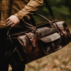 Buffalo Jackson Trading Co. Roosevelt Buffalo Leather Travel Duffle Bag | Dark Oak