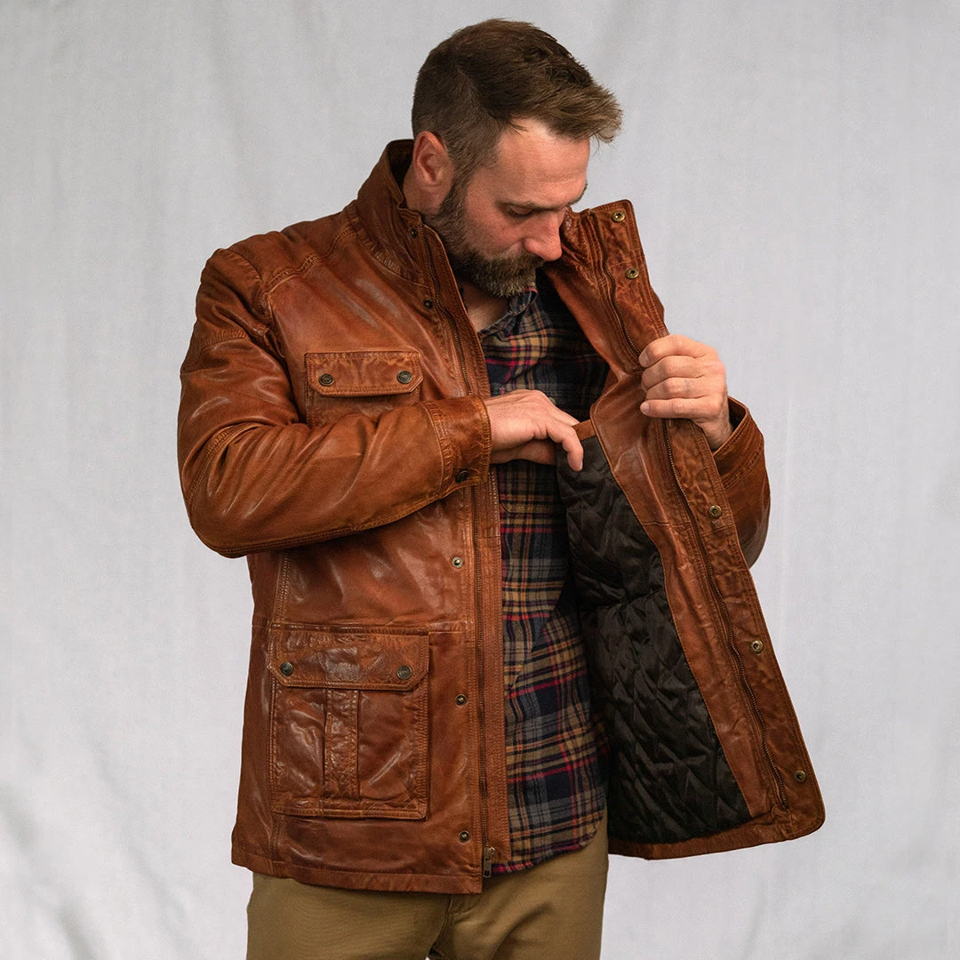 Buffalo Jackson Trading Co. Leather Jackets Theodore Field Leather Jacket | Light Brown Buffalo Jackson Trading Co. Leather Jackets Theodore Field Leather Jacket | Light Brown