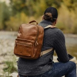 Buffalo Jackson Trading Co. Walker Leather Backpack | Rustic Tan Leather Travel Bags