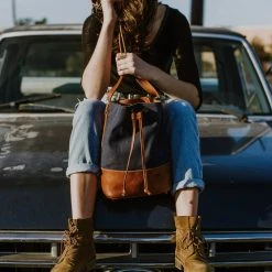 Buffalo Jackson Trading Co. Madison Waxed Canvas Bucket Bag | Navy W/ Saddle Tan Leather 21 Buffalo Jackson Trading Co. Madison Waxed Canvas Bucket Bag | Navy W/ Saddle Tan Leather