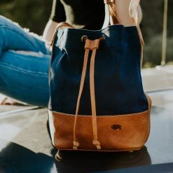 Buffalo Jackson Trading Co. Madison Waxed Canvas Bucket Bag | Navy W/ Saddle Tan Leather 24 Buffalo Jackson Trading Co. Madison Waxed Canvas Bucket Bag | Navy W/ Saddle Tan Leather