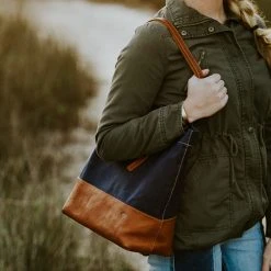 Buffalo Jackson Trading Co. Madison Waxed Canvas Tote Bag | Navy W/ Saddle Tan Leather 23 Buffalo Jackson Trading Co. Madison Waxed Canvas Tote Bag | Navy W/ Saddle Tan Leather