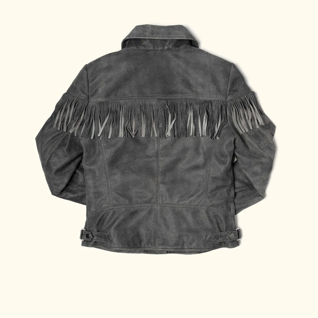 Buffalo Jackson Trading Co. Women's Oakley Fringe Leather Jacket | Grey Buffalo Jackson Trading Co. Women's Oakley Fringe Leather Jacket | Grey