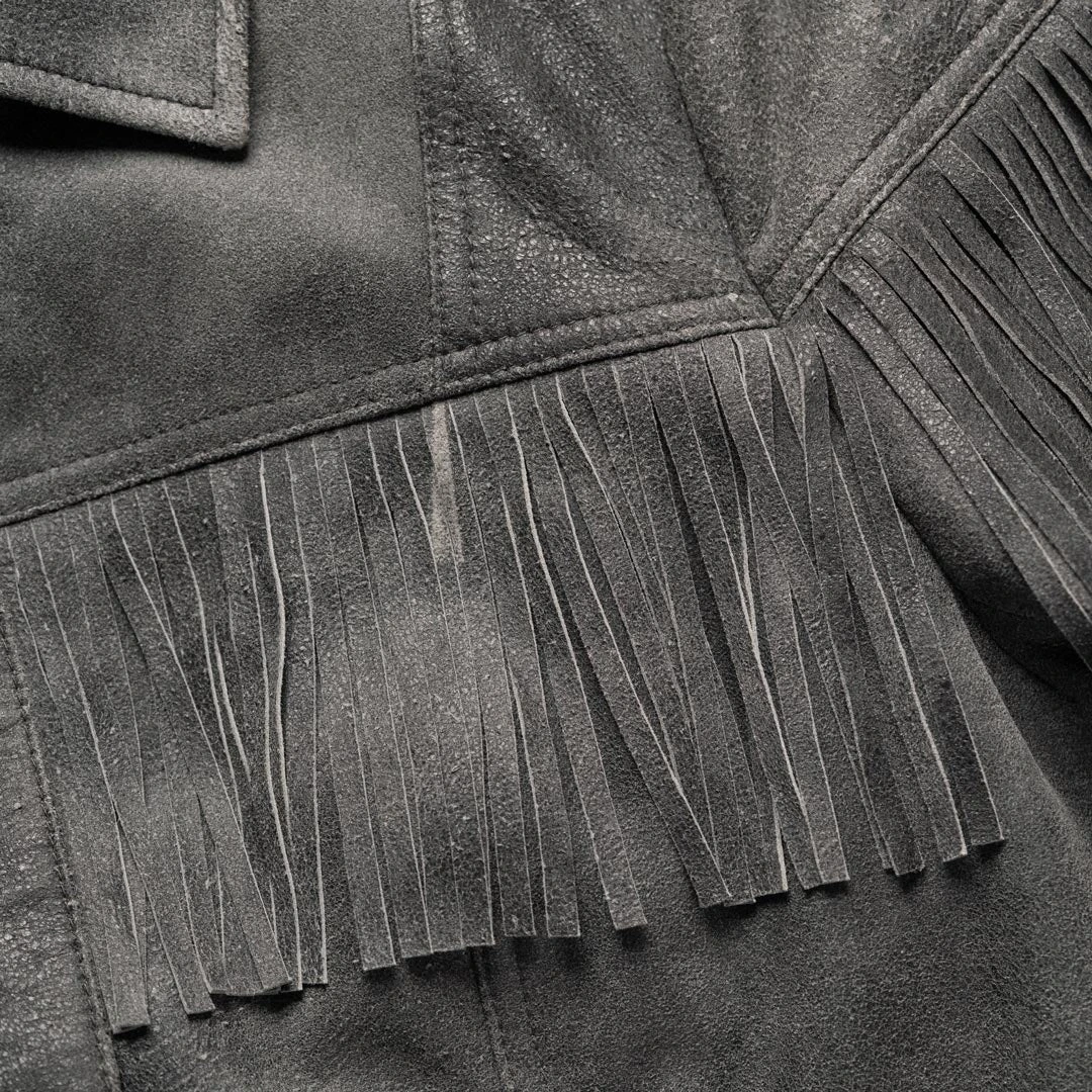 Buffalo Jackson Trading Co. Women's Oakley Fringe Leather Jacket | Grey Buffalo Jackson Trading Co. Women's Oakley Fringe Leather Jacket | Grey